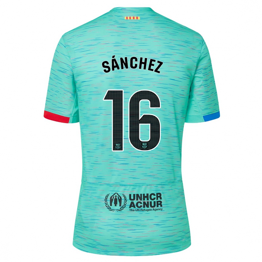 Niño Fútbol Camiseta Edu Sánchez #16 Aguamarina Clara Equipación Tercera 2023/24