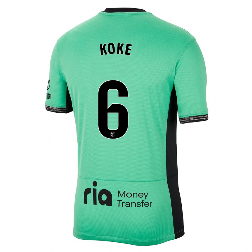 Niño Fútbol Camiseta Koke #6 Primavera Verde Equipación Tercera 2023/24