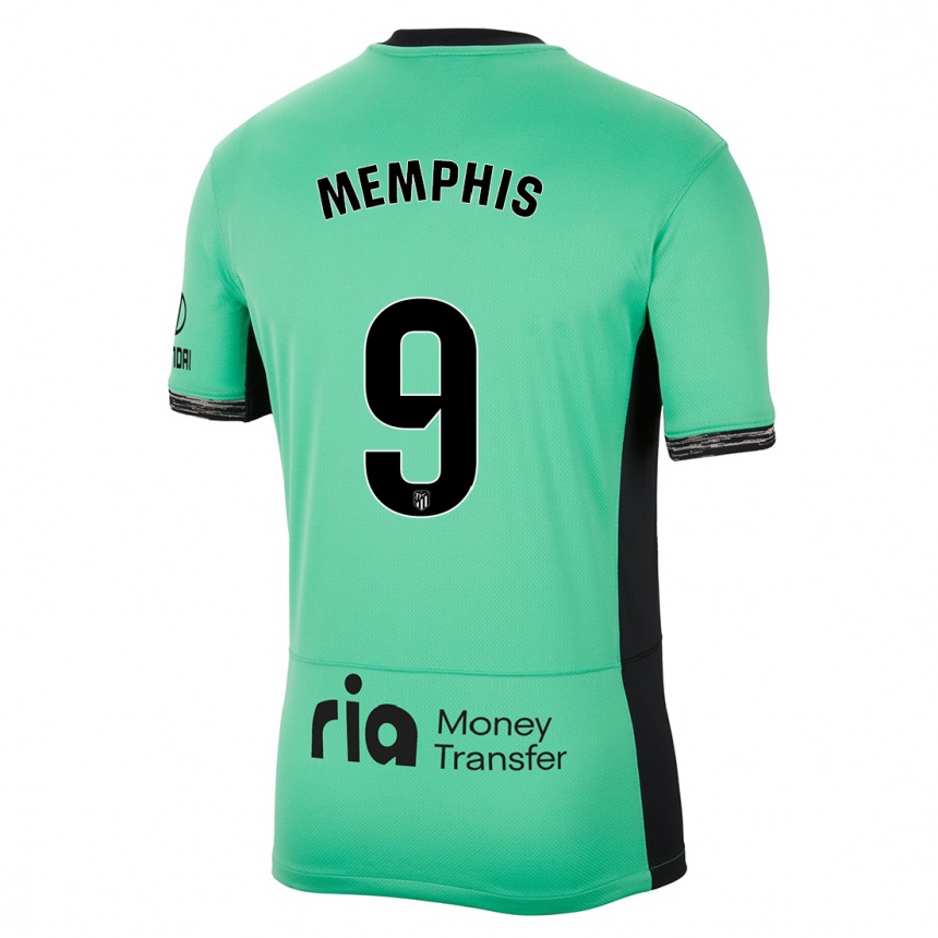 Niño Fútbol Camiseta Memphis Depay #9 Primavera Verde Equipación Tercera 2023/24