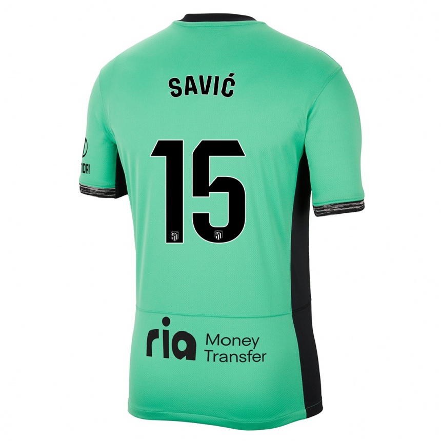 Niño Fútbol Camiseta Stefan Savic #15 Primavera Verde Equipación Tercera 2023/24