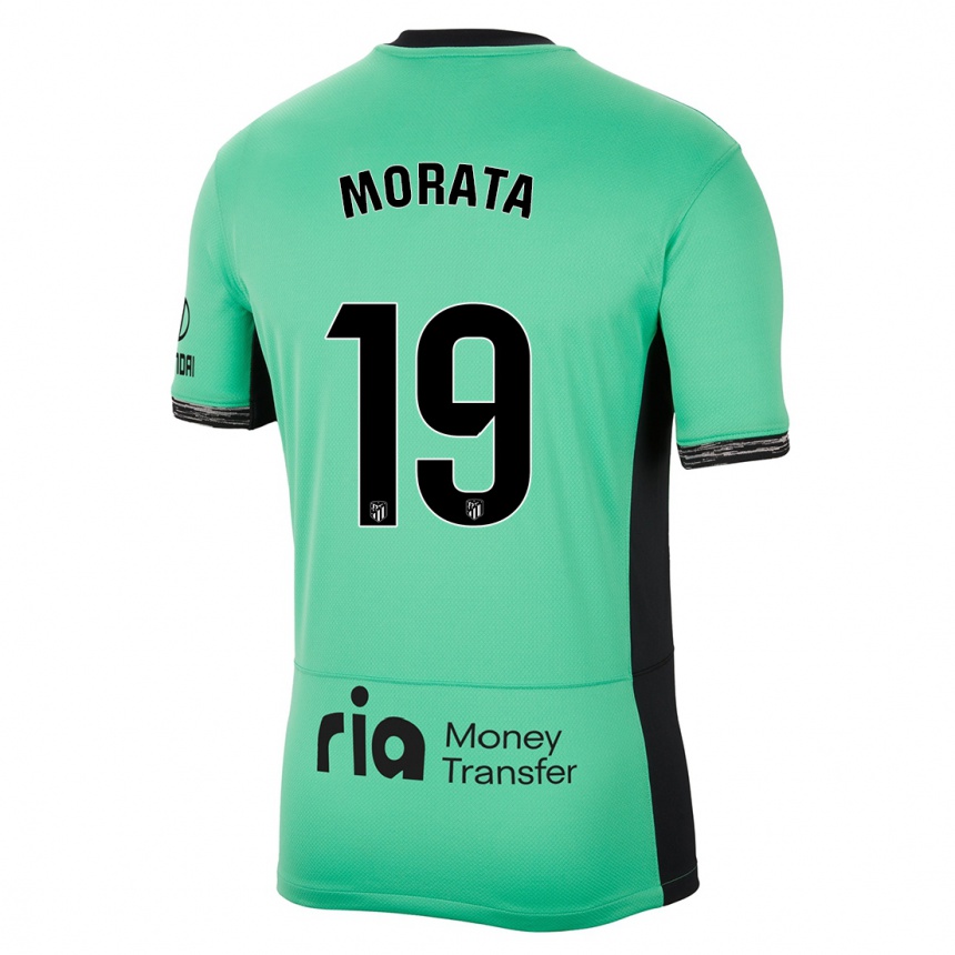 Niño Fútbol Camiseta Alvaro Morata #19 Primavera Verde Equipación Tercera 2023/24