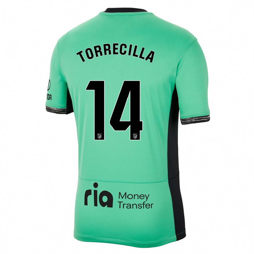 Niño Fútbol Camiseta Virginia Torrecilla #14 Primavera Verde Equipación Tercera 2023/24