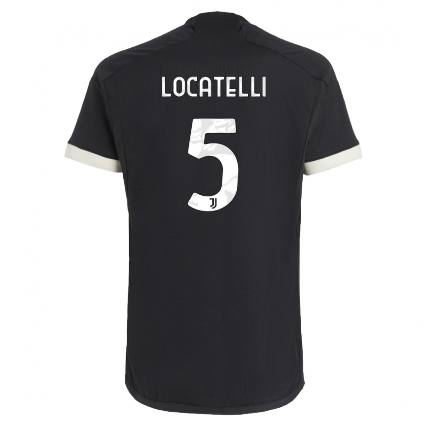 Niño Fútbol Camiseta Manuel Locatelli #5 Negro Equipación Tercera 2023/24