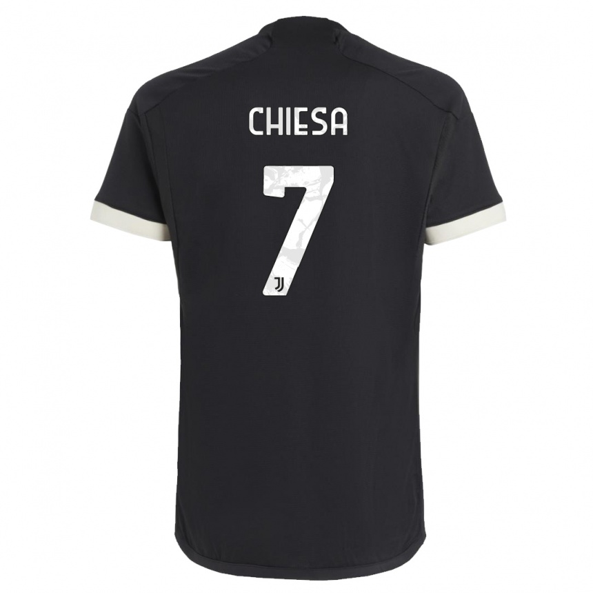 Niño Fútbol Camiseta Federico Chiesa #7 Negro Equipación Tercera 2023/24