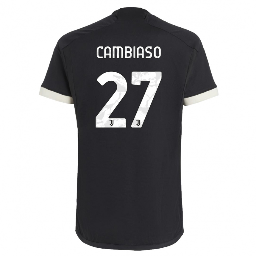 Niño Fútbol Camiseta Andrea Cambiaso #27 Negro Equipación Tercera 2023/24