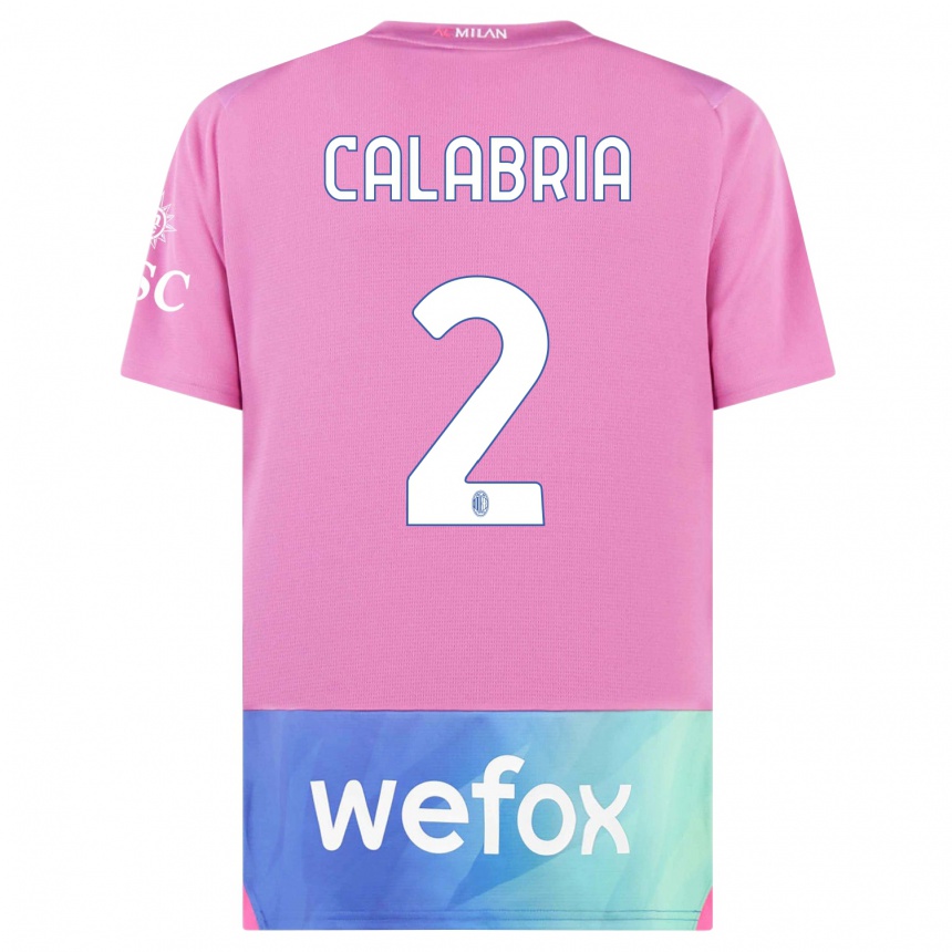 Niño Fútbol Camiseta Davide Calabria #2 Rosado Morado Equipación Tercera 2023/24