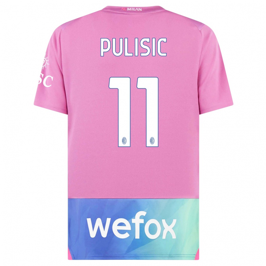 Niño Fútbol Camiseta Christian Pulisic #11 Rosado Morado Equipación Tercera 2023/24