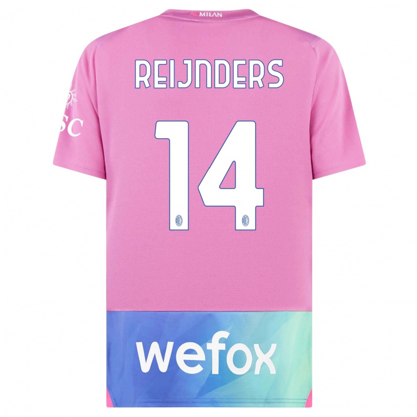 Niño Fútbol Camiseta Tijjani Reijnders #14 Rosado Morado Equipación Tercera 2023/24