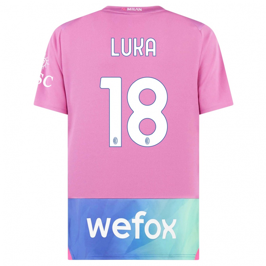 Niño Fútbol Camiseta Luka Romero #18 Rosado Morado Equipación Tercera 2023/24