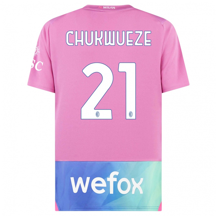 Niño Fútbol Camiseta Samuel Chukwueze #21 Rosado Morado Equipación Tercera 2023/24