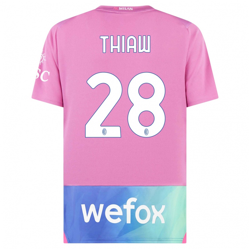 Niño Fútbol Camiseta Malick Thiaw #28 Rosado Morado Equipación Tercera 2023/24