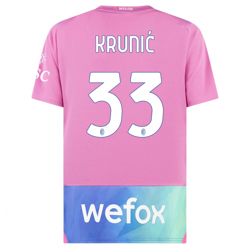 Niño Fútbol Camiseta Rade Krunic #33 Rosado Morado Equipación Tercera 2023/24