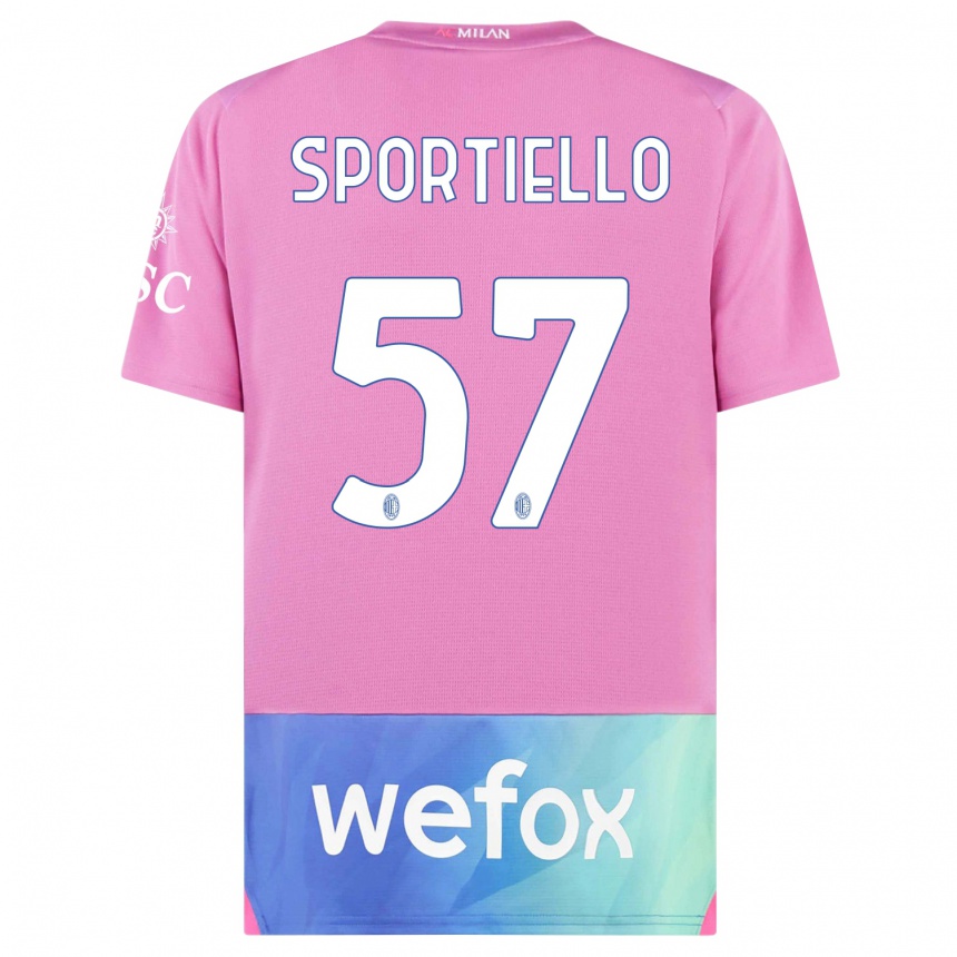 Niño Fútbol Camiseta Marco Sportiello #57 Rosado Morado Equipación Tercera 2023/24