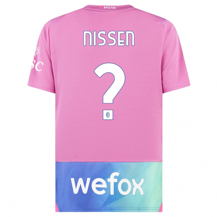 Niño Fútbol Camiseta Fredrik Nissen #0 Rosado Morado Equipación Tercera 2023/24