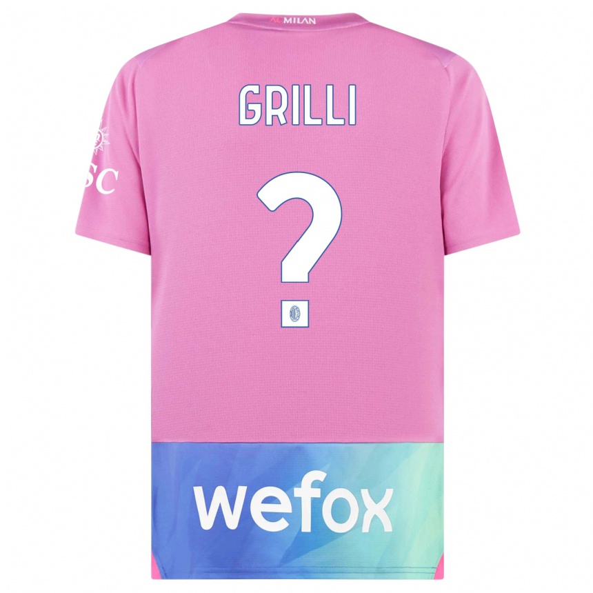 Niño Fútbol Camiseta Lorenzo Grilli #0 Rosado Morado Equipación Tercera 2023/24