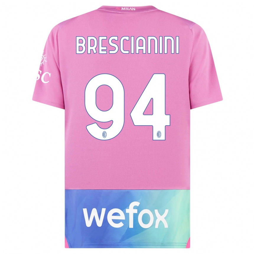 Niño Fútbol Camiseta Marco Brescianini #94 Rosado Morado Equipación Tercera 2023/24