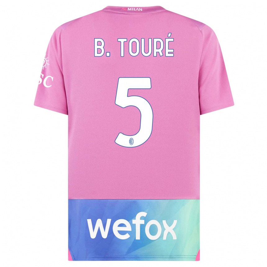 Niño Fútbol Camiseta Fode Ballo-Toure #5 Rosado Morado Equipación Tercera 2023/24