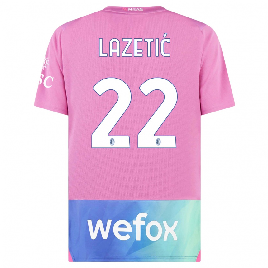 Niño Fútbol Camiseta Marko Lazetic #22 Rosado Morado Equipación Tercera 2023/24