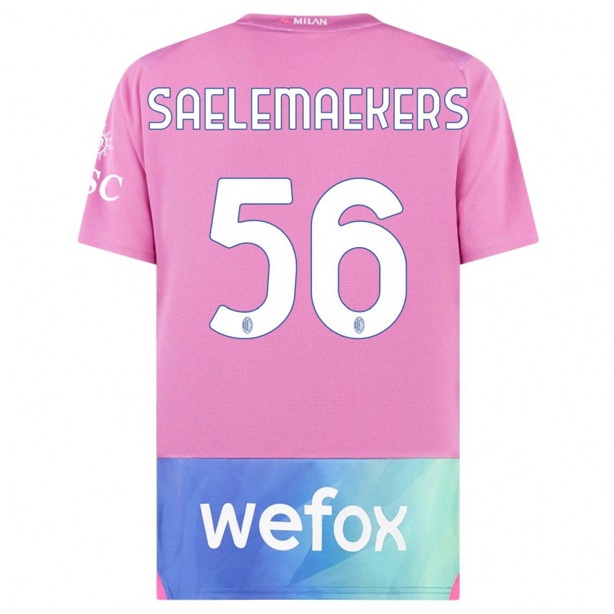 Niño Fútbol Camiseta Alexis Saelemaekers #56 Rosado Morado Equipación Tercera 2023/24