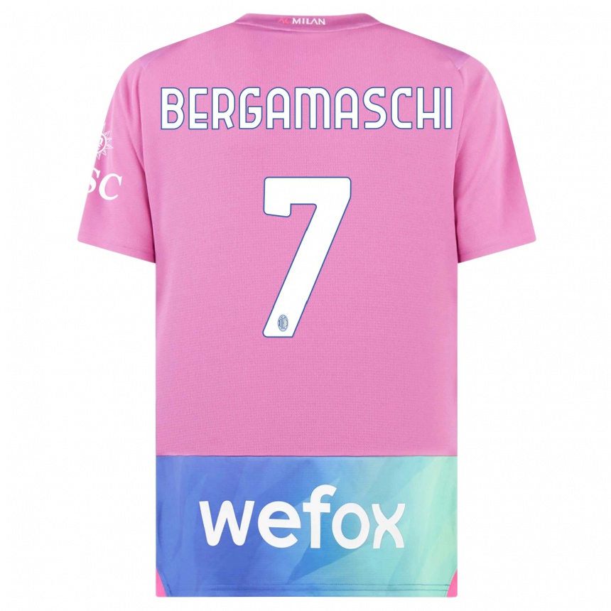 Niño Fútbol Camiseta Valentina Bergamaschi #7 Rosado Morado Equipación Tercera 2023/24