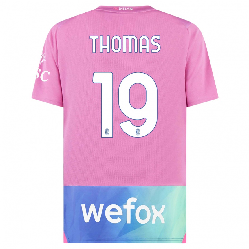 Niño Fútbol Camiseta Lindsey Thomas #19 Rosado Morado Equipación Tercera 2023/24