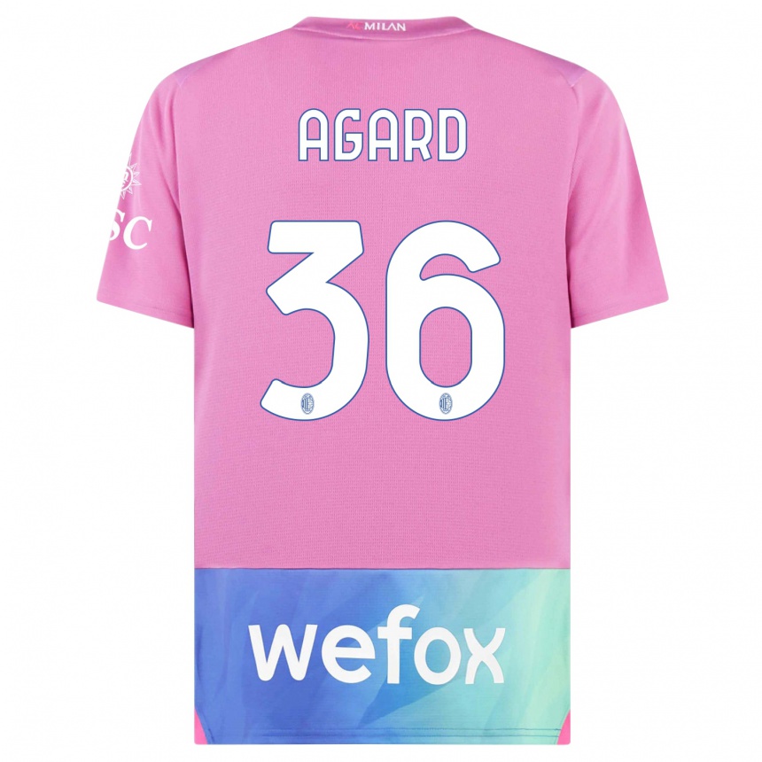 Niño Fútbol Camiseta Laura Agard #36 Rosado Morado Equipación Tercera 2023/24