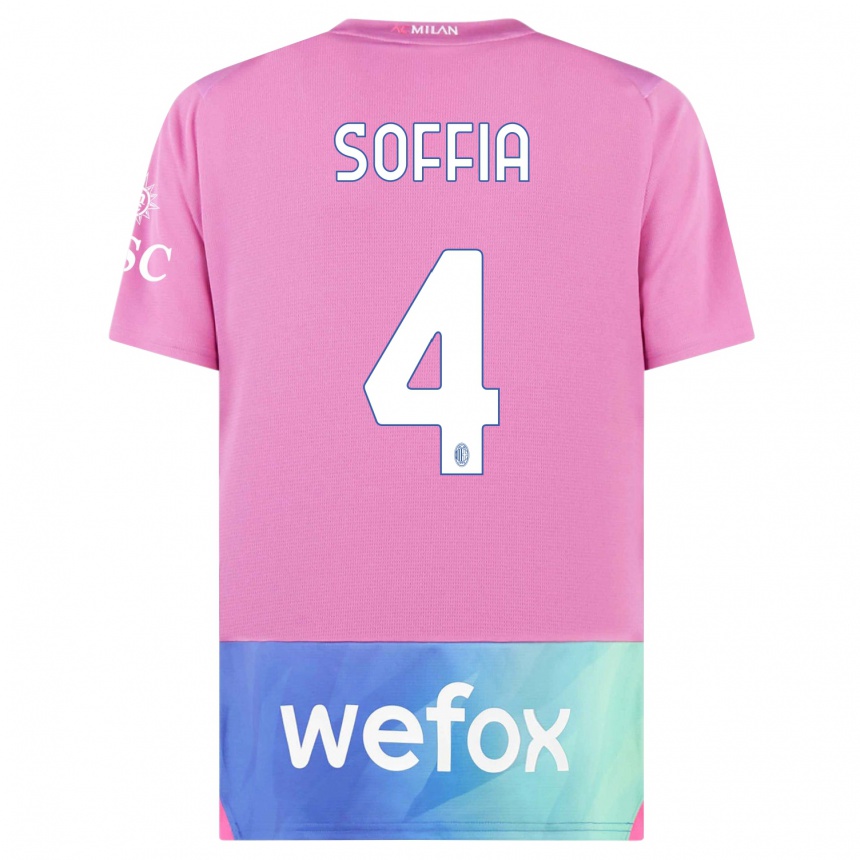 Niño Fútbol Camiseta Angelica Soffia #4 Rosado Morado Equipación Tercera 2023/24