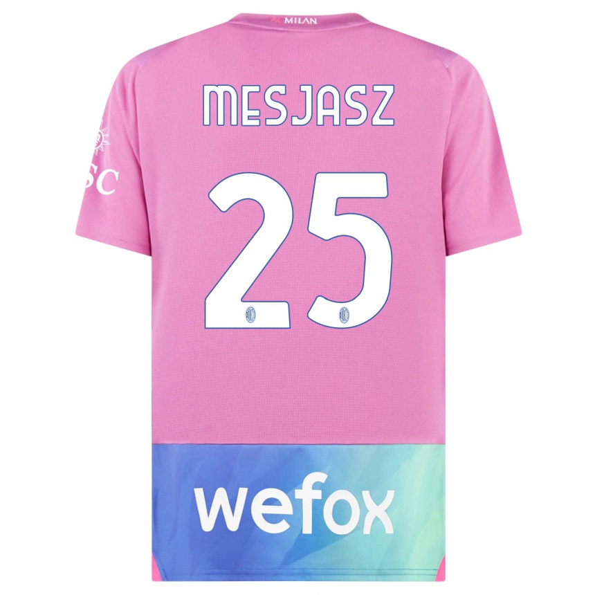 Niño Fútbol Camiseta Malgorzata Mesjasz #25 Rosado Morado Equipación Tercera 2023/24