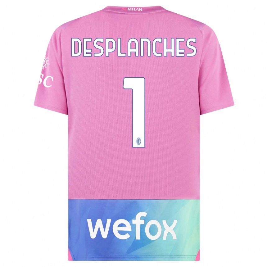 Niño Fútbol Camiseta Sebastiano Desplanches #1 Rosado Morado Equipación Tercera 2023/24