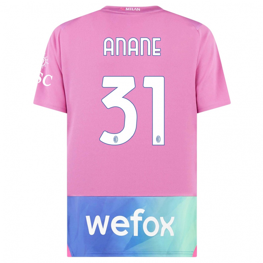 Niño Fútbol Camiseta Emmanuel Anane #31 Rosado Morado Equipación Tercera 2023/24