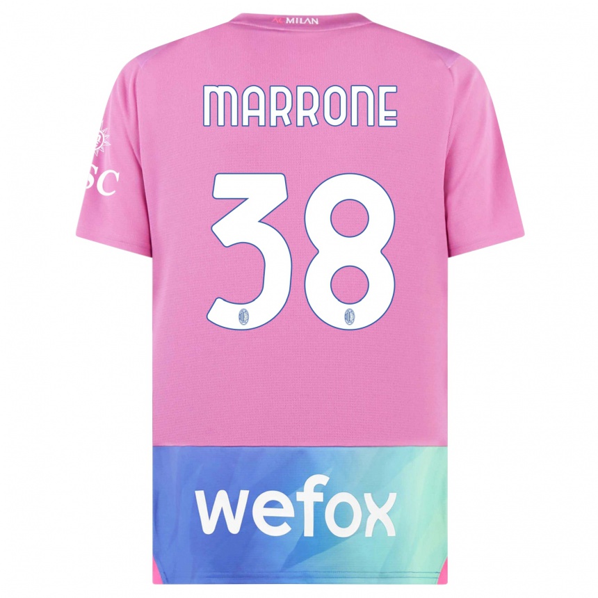 Niño Fútbol Camiseta Federico Marrone #38 Rosado Morado Equipación Tercera 2023/24