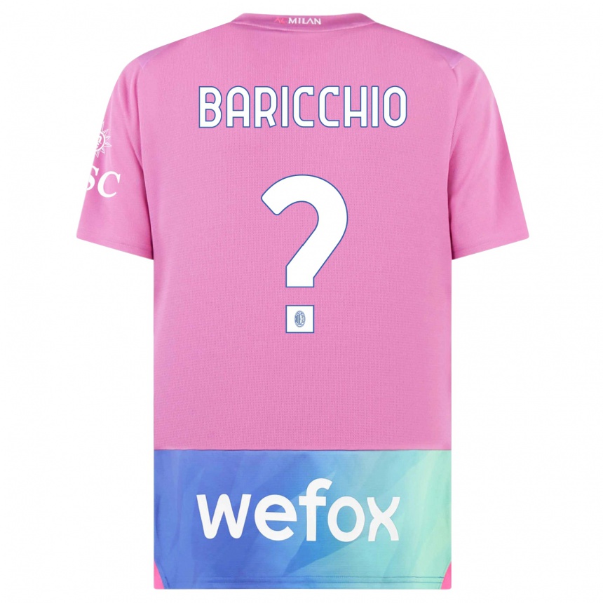 Niño Fútbol Camiseta Luca Baricchio #0 Rosado Morado Equipación Tercera 2023/24