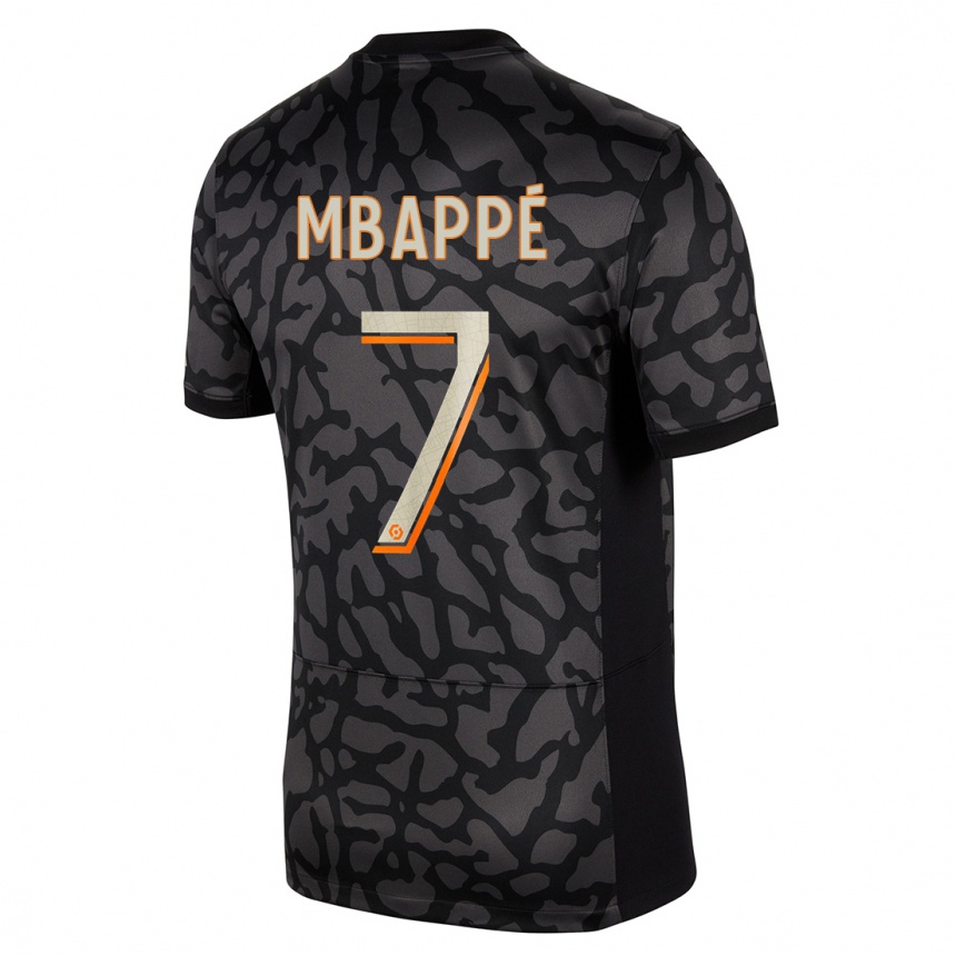 Niño Fútbol Camiseta Kylian Mbappe #7 Negro Equipación Tercera 2023/24