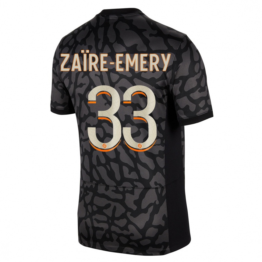 Niño Fútbol Camiseta Warren Zaire Emery #33 Negro Equipación Tercera 2023/24