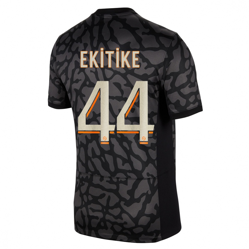 Niño Fútbol Camiseta Hugo Ekitike #44 Negro Equipación Tercera 2023/24