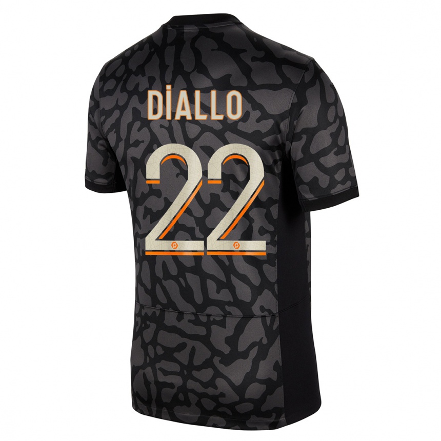 Niño Fútbol Camiseta Abdou Diallo #22 Negro Equipación Tercera 2023/24