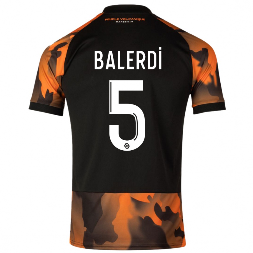 Niño Fútbol Camiseta Leonardo Balerdi #5 Negro Naranja Equipación Tercera 2023/24