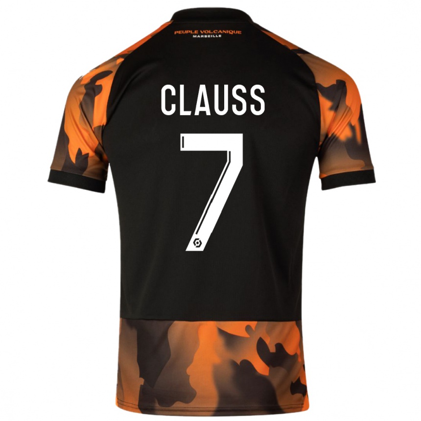 Niño Fútbol Camiseta Jonathan Clauss #7 Negro Naranja Equipación Tercera 2023/24