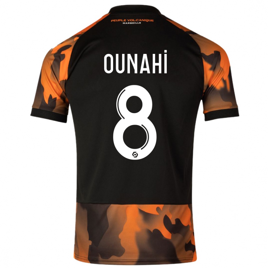 Niño Fútbol Camiseta Azzedine Ounahi #8 Negro Naranja Equipación Tercera 2023/24