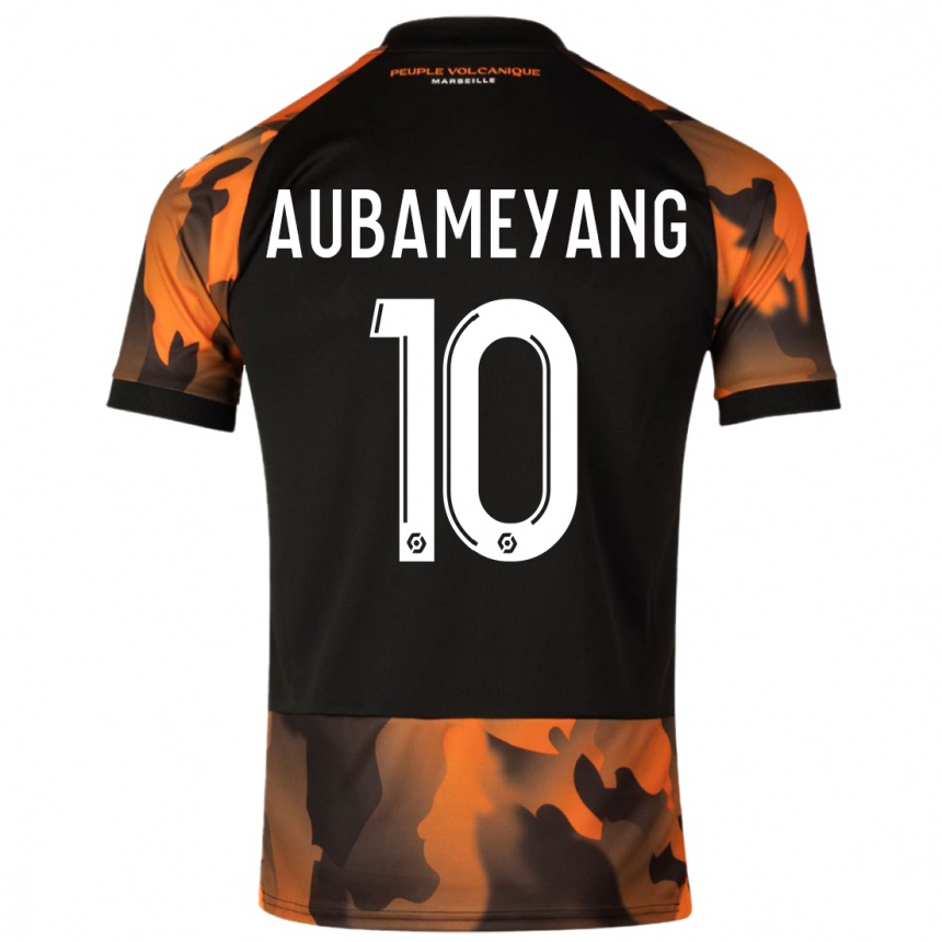 Niño Fútbol Camiseta Pierre-Emerick Aubameyang #10 negro naranja Equipación Tercera 2023/24