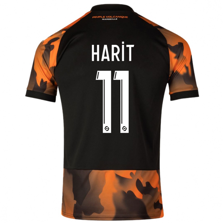 Niño Fútbol Camiseta Amine Harit #11 Negro Naranja Equipación Tercera 2023/24