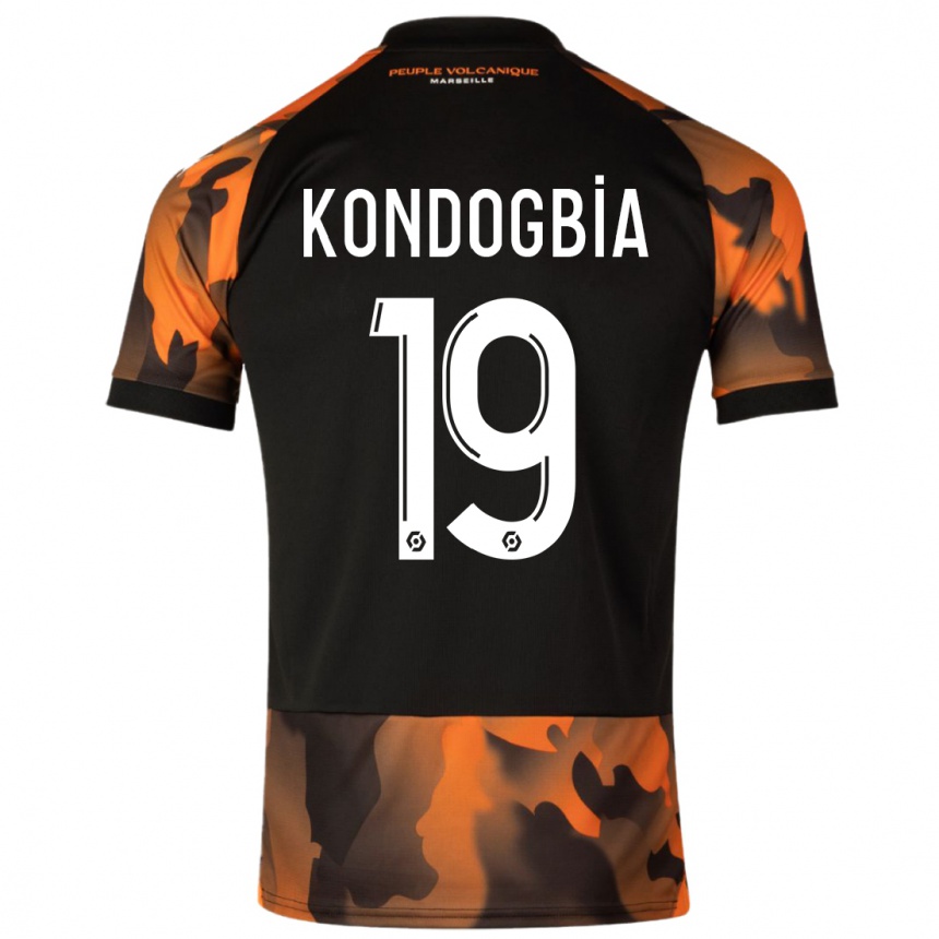 Niño Fútbol Camiseta Geoffrey Kondogbia #19 Negro Naranja Equipación Tercera 2023/24