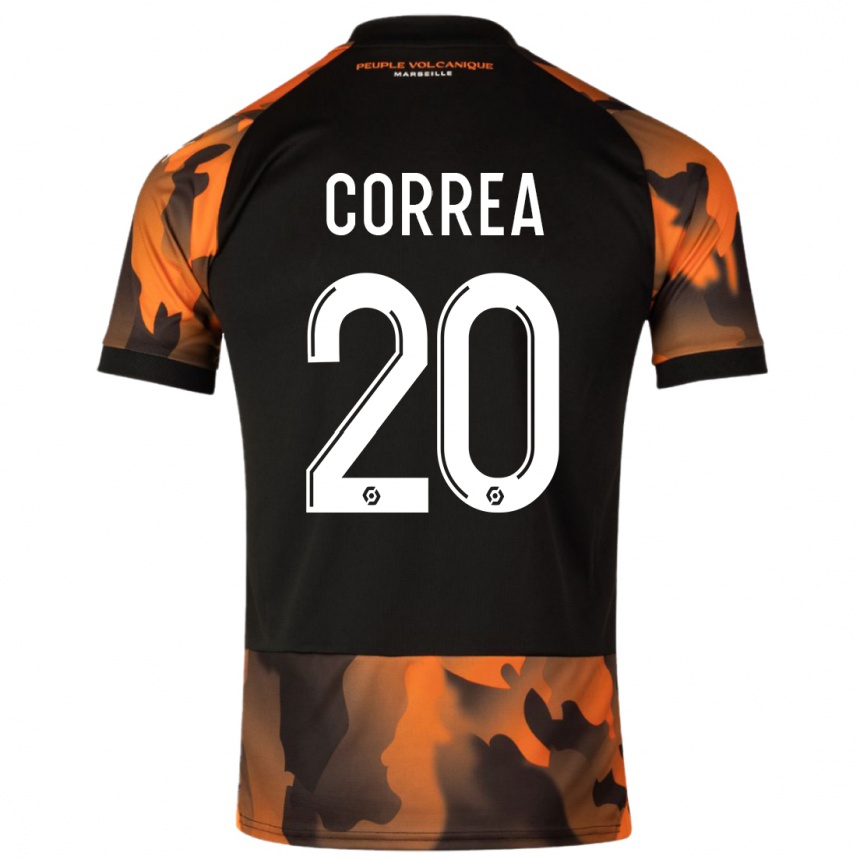 Niño Fútbol Camiseta Joaquín Correa #20 Negro Naranja Equipación Tercera 2023/24