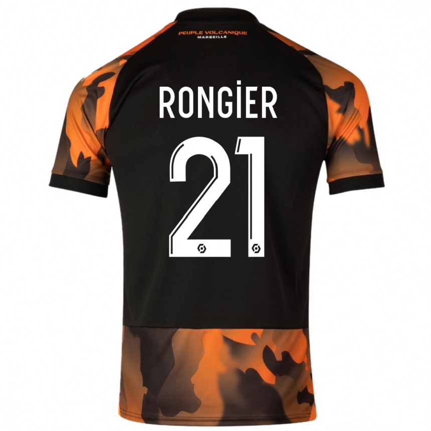 Niño Fútbol Camiseta Valentin Rongier #21 Negro Naranja Equipación Tercera 2023/24