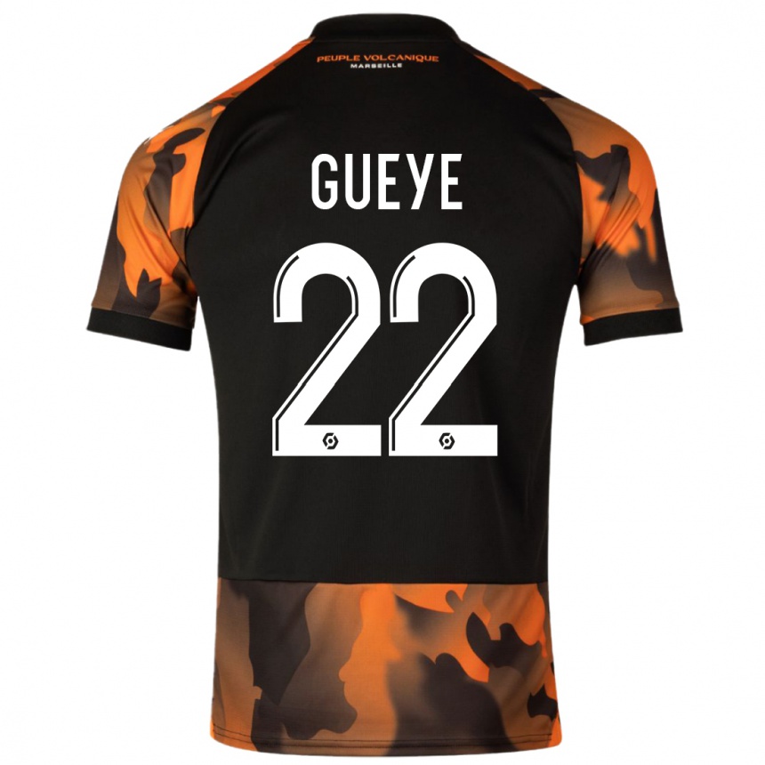 Niño Fútbol Camiseta Pape Gueye #22 Negro Naranja Equipación Tercera 2023/24