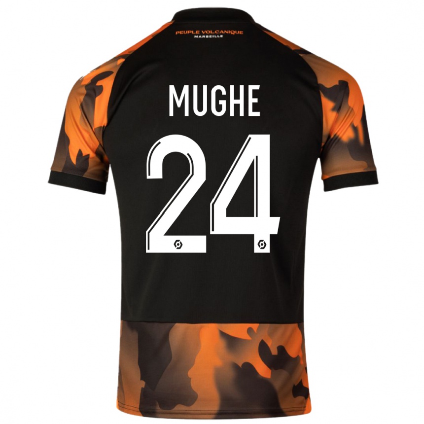 Niño Fútbol Camiseta François Mughe #24 Negro Naranja Equipación Tercera 2023/24