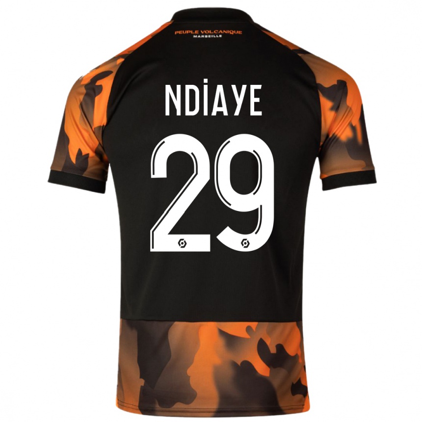 Niño Fútbol Camiseta Iliman Ndiaye #29 Negro Naranja Equipación Tercera 2023/24