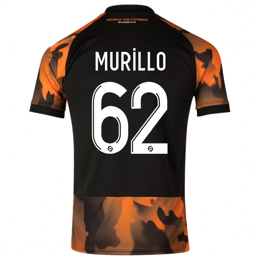 Niño Fútbol Camiseta Amir Murillo #62 Negro Naranja Equipación Tercera 2023/24