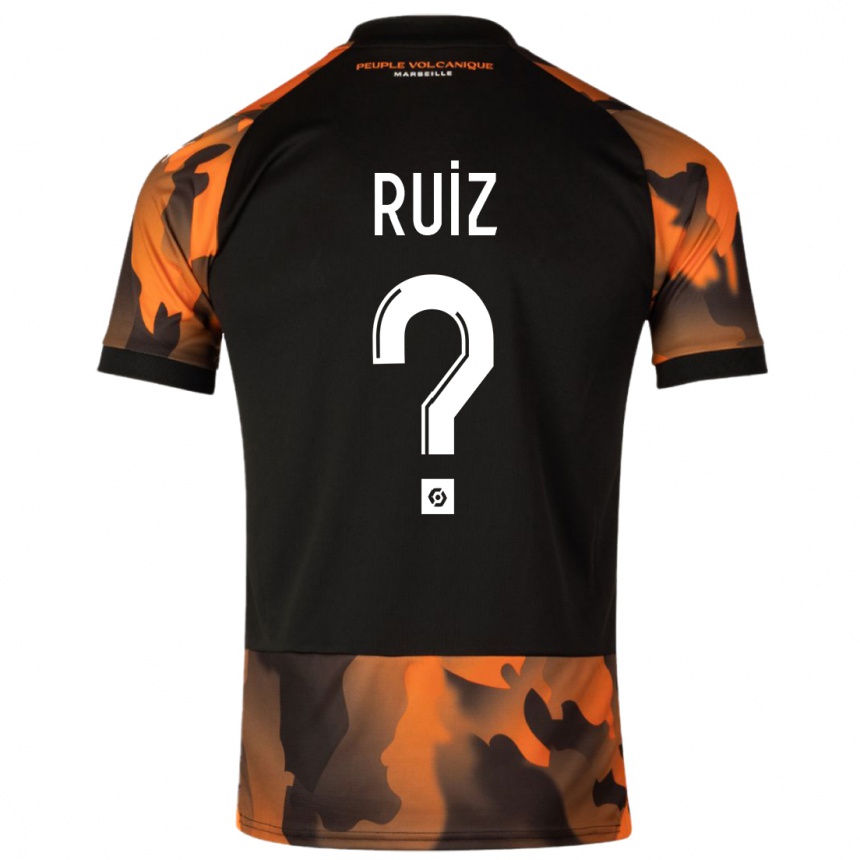 Niño Fútbol Camiseta Pedro Ruiz #0 Negro Naranja Equipación Tercera 2023/24