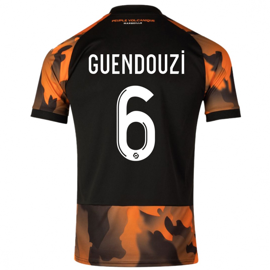 Niño Fútbol Camiseta Matteo Guendouzi #6 Negro Naranja Equipación Tercera 2023/24